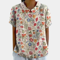 Lebendiges Blusenshirt für Frauen | Kurzarm - Aprikose