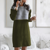 Tara | Lässiges Strickpullover Kleid Damen elegant - Grün