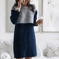 Tara | Lässiges Strickpullover Kleid Damen elegant - Blau