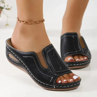 Damen Sandalen Orthopädische Keilabsätze Bequeme Sommerlooks - Schwarz
