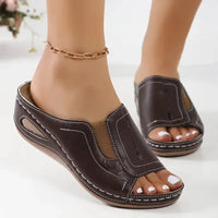 Damen Sandalen Orthopädische Keilabsätze Bequeme Sommerlooks - Braun
