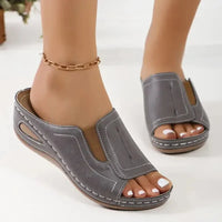 Damen Sandalen Orthopädische Keilabsätze Bequeme Sommerlooks - Grau