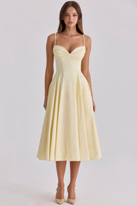 Delali | Damen Midikleid – Afrikanisch Inspiriertes Elegantes Midi - Gelb