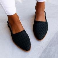 Damen Sandalen Geflecht Flacher Sohle - Schwarz