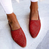 Damen Sandalen Geflecht Flacher Sohle - Rot