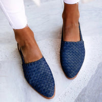 Damen Sandalen Geflecht Flacher Sohle - Blau