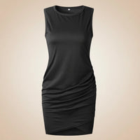 Damen Sommerkleid Lässig Gerafft Bodycon Kleid Sommer - Schwarz