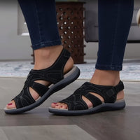 Damen Sandalen Klettverschluss Komfortsohle - Schwarz