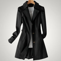 Christina | Damen Casual Langer Wasserdichte Trenchcoat - Schwarz