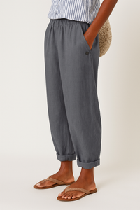 Isabella | Damen Lässige Hose Mit Taschen Und Umschlag - Grau