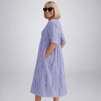 Zunia – Midi-Kleid Mit Blumenmuster Und Taschen - Lila