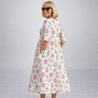 Zunia – Midi-Kleid Mit Blumenmuster Und Taschen - Rosa