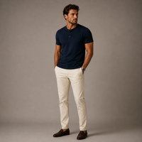 Raymond | Herren Relaxed Kurze Ärmel Henley T-Shirt - Blau