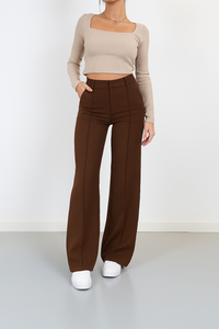 Britta | Damen Gerades Bein Chino Hose – Straight Leg Chino Damen Alltag 2026 - Braun