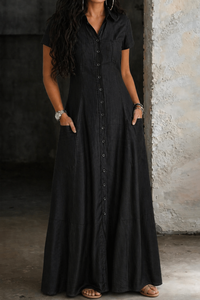 Hera | Langes Denim-Kleid - Schwarz