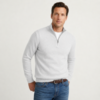 Fabian | Herren Quarter-Zip Pullover mit Stehkragen - Weiß