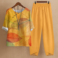 Damen Zweiteiliges Set mit Rundhals und Kurzarm - Orange