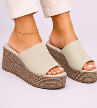 Esperanza | Damen Espadrille Wedge Sandalen - Beige