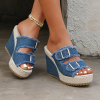 Atelier | Fray Edge Wedge Sandalen - Blau