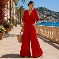 Mara | Eleganter Abend-Jumpsuit mit Weiten Beinen - Hellrot