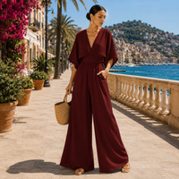 Mara | Eleganter Abend-Jumpsuit mit Weiten Beinen - Dunkelrot