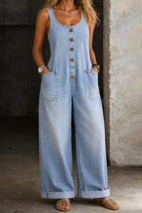 Sadie | Vintage gewaschene Denim-Overalls - Hellblau