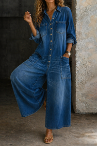 Vivienne | Lässiger Denim-Jumpsuit - Blau