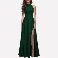 Dominique | Damen Formelles Abend Maxikleid mit Seitenschlitz - Grün