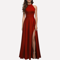 Dominique | Damen Formelles Abend Maxikleid mit Seitenschlitz - Rot