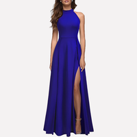 Dominique | Damen Formelles Abend Maxikleid mit Seitenschlitz - Hellblau