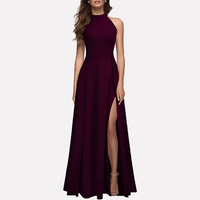 Dominique | Damen Formelles Abend Maxikleid mit Seitenschlitz - Burgund