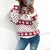 Damen Festlicher Weihnachtspullover Warm Hochwertiges Material - Weiß
