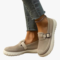Damen Orthopädische Slip-On Schuhe mit Atmungsaktivem Mesh und Klettverschluss für Arch Support - Beige