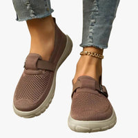 Damen Orthopädische Slip-On Schuhe mit Atmungsaktivem Mesh und Klettverschluss für Arch Support - Braun