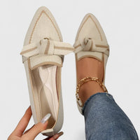 Damen Orthopädische Spitz Zulaufende Loafer mit Arch Support und Knoten-Detail - Beige
