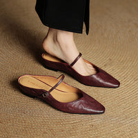 Damen Pantoletten im Slip-On-Stil - Kastanienbraun