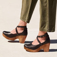 Damen Plateau Sandalen mit Orthopädischer Arch Support und Schnallenriemen Sommer Schuhe - Schwarz