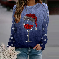 Damen Pullover Festlich Gemütlich Strickmaterial - Dunkelblau