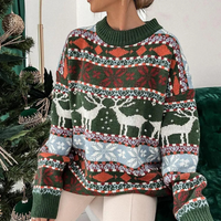 Damen Übergroßer Weihnachtspullover Gemütlich Weicher Stoff - Grün