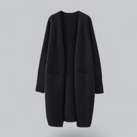 Damen Warme Strickjacke mit Offener Front Komfortabel und Vielseitig für Herbst und Winter - Schwarz