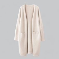Damen Warme Strickjacke mit Offener Front Komfortabel und Vielseitig für Herbst und Winter - Khaki