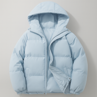 Damen Winter Warme Jacke Daunen Stil Langer Komfort - Hellblau