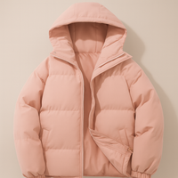 Damen Winter Warme Jacke Daunen Stil Langer Komfort - Rosa