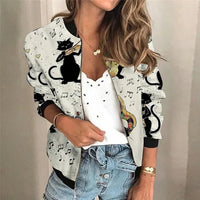 Damenjacke Winter Bomberjacke Mit Blumen-Print Vintage Stil Reißverschluss für Herbst und Winter - Stil 5