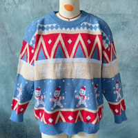 Damenpullover Festlich Gemütlich Acrylmischung für Weihnachtsfeiern - Blau