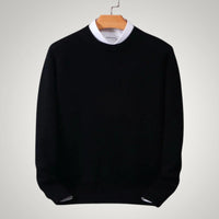 Maximilian | Herren Klassischer Rundhals-Strickpullover - Schwarz