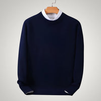 Maximilian | Herren Klassischer Rundhals-Strickpullover - Marineblau