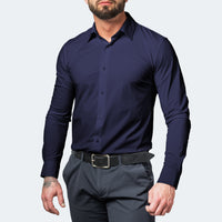 Jonathan | Herren Knitterfreies Stretchhemd - Marineblau