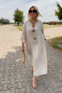 Kharen - Zeitloses Tunika-Kleid - Beige (Fast ausverkauft)
