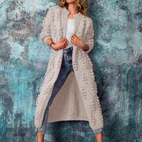 Laura | Lange Strickjacke Trenchstil - Beige